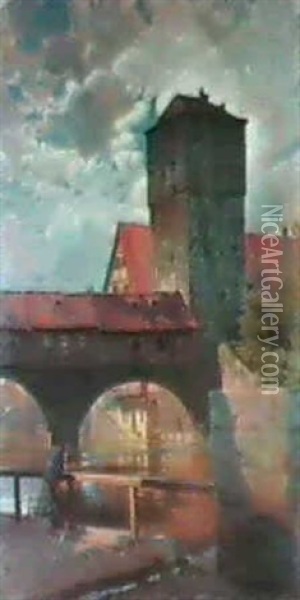Motiv Fran Nurnberg Oil Painting - Oscar Keen