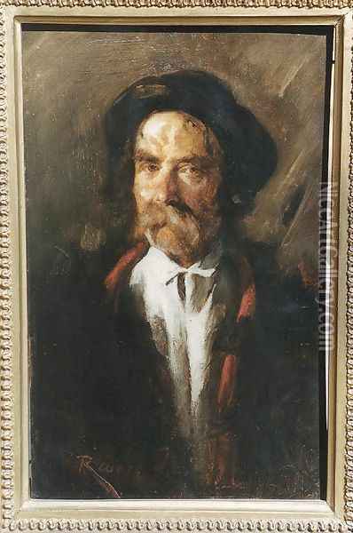 Portrait of an Old Polish Peasant Oil Painting - Imre Revesz
