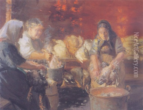 Koner, Der Plukker Hons Oil Painting - Anna Kirstine Ancher