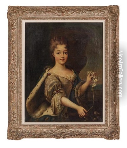 Portrait Of Louise-elisabeth De Bourbon, Princess Of Conti (1693-1775) Oil Painting - Pierre Gobert