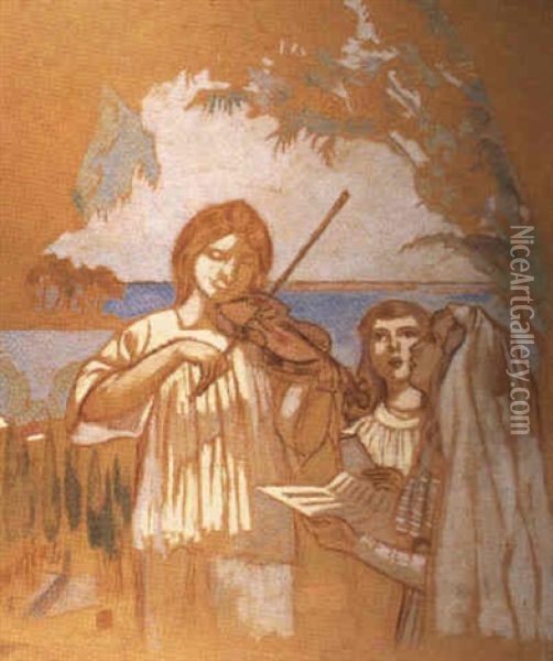 La Lecon De Musique Oil Painting - Maurice Denis