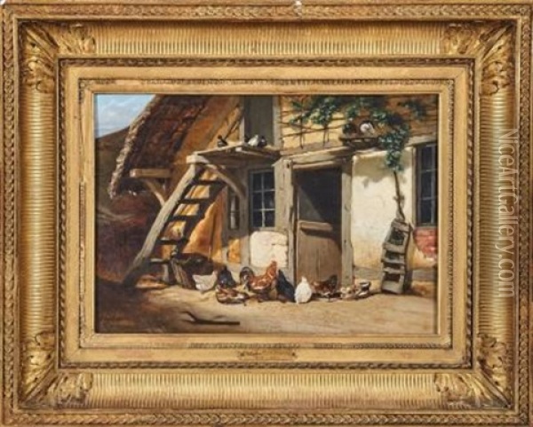 Le Poulailler Oil Painting - Philippe Rousseau
