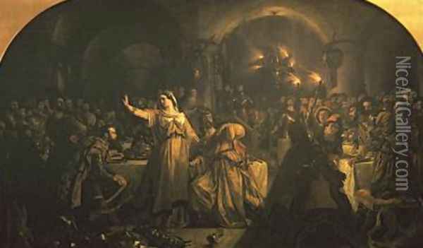 Banquet Scene from Macbeth 1840 Oil Painting - Daniel Maclise