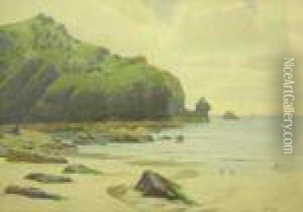 Rock-bound Cornishcoast Oil Painting - Ralph Todd