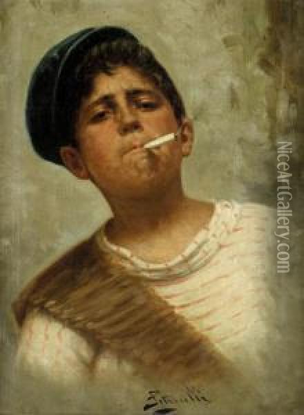 Rauchender, Neapolitanischer Junge Oil Painting - Arturo Petrocelli