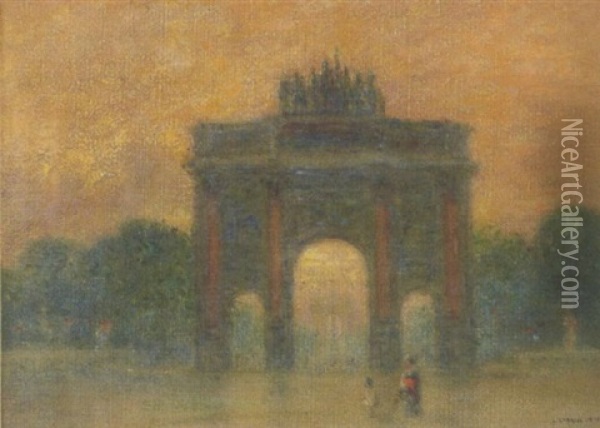 L'arc De Triomphe Du Carrousel Oil Painting - Marie Gabriel Biessy