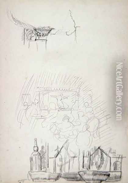 Sketches of a Stage and Bar from Cave of the Golden Calf Oil Painting - Spencer Frederick Gore