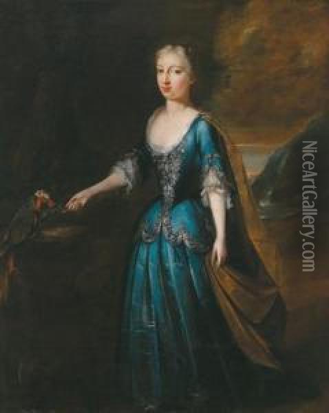 Ritratto Di Dama In Abito Di Taffeta Azzurro Oil Painting - Jacopo (Giacomo) Amigoni