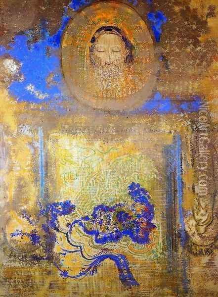 Evocation Aka Head Of Christ Or Inspiration From A Mosaic In Revenna Oil Painting - Odilon Redon