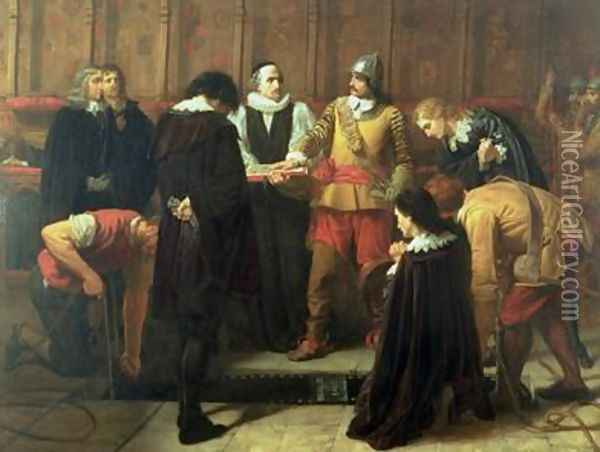 The Burial of Charles I 1600-49 at St Georges Chapel 1857 Oil Painting - Charles Lucy