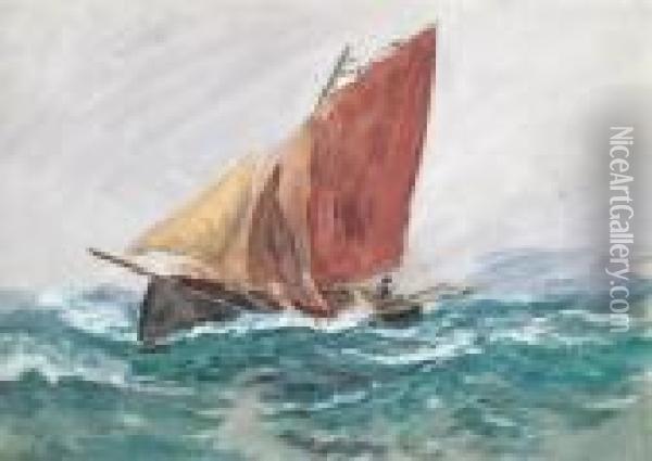 The Mackerel Boat Oil Painting - Charles Napier Hemy