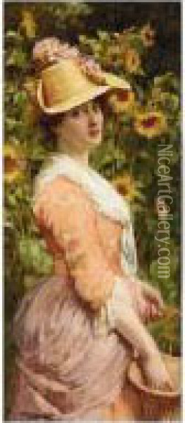 The Gardener's Daughter Oil Painting - William A. Breakspeare