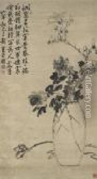 Flower In Vase Oil Painting - Li Shan