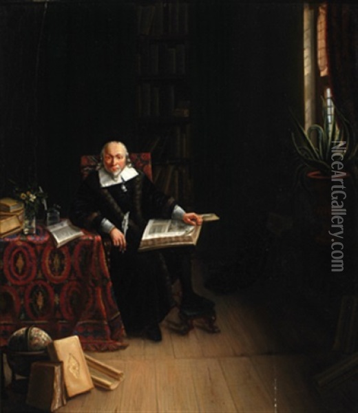 Scholar Oil Painting - Jan Hendrik Van Rossum Du Chattel
