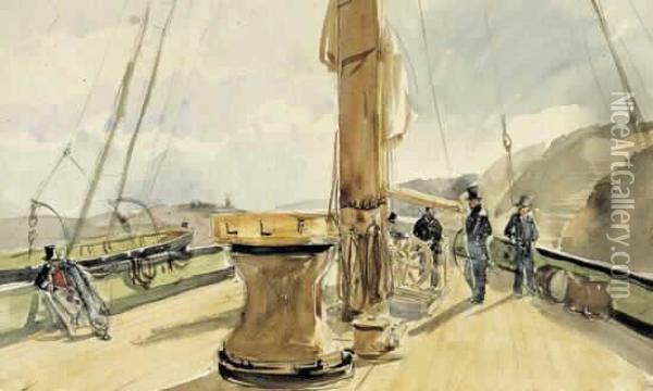 Sur Le Pont Du Navire Oil Painting - Theodore Gudin