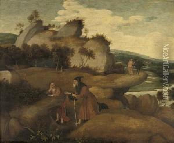 The Temptation In The Wilderness Oil Painting - Jan Mostaert