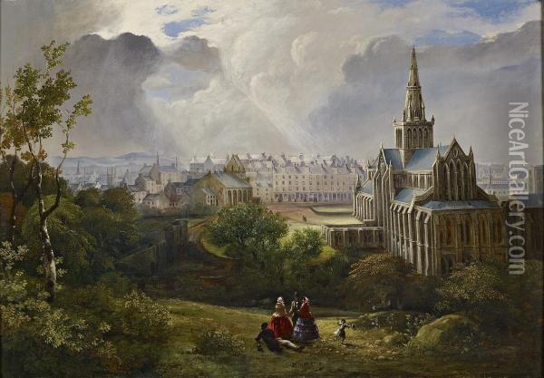 A Panoramic View Of Glasgow And The Cathedral Oil Painting - David Maitland Mackenzie