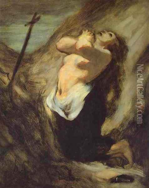 St. Magdalene in the Desert Oil Painting - Honore Daumier