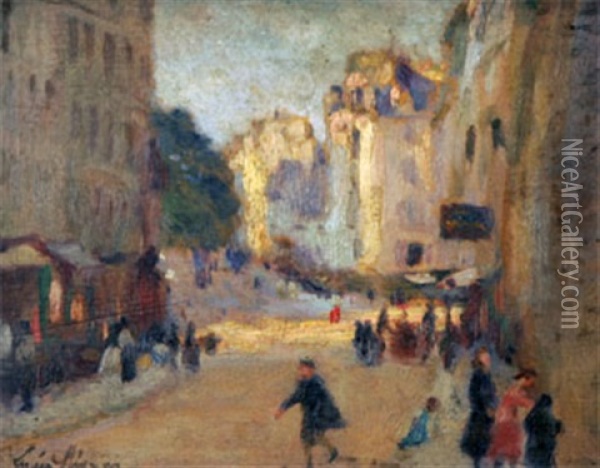 Stadsvy Oil Painting - Lucien Rene Mignon
