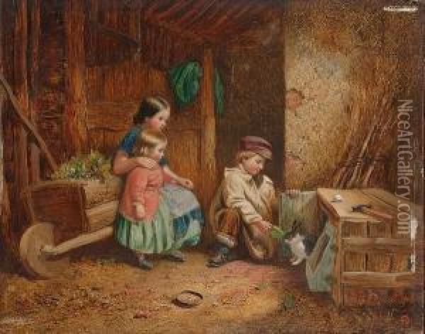 Feeding Rabbits Oil Painting - John Henry Dell