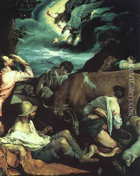 The Annunciation to the Shepherds 1533 Oil Painting - Jacopo Bassano (Jacopo da Ponte)