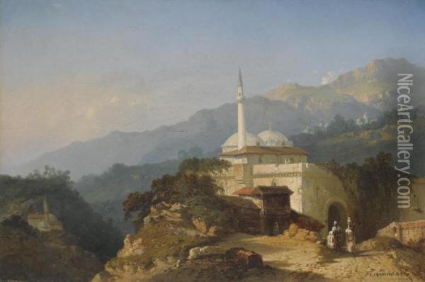 Une Mosquee Dans Les Montagnes Oil Painting - Theophile Victor Emile Lemmens