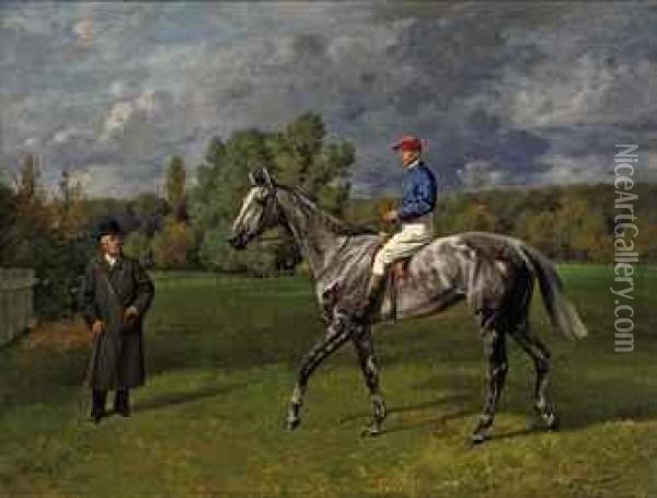 Corelli Ii With Jockey And A Gentleman Oil Painting - Richard Benno Adam