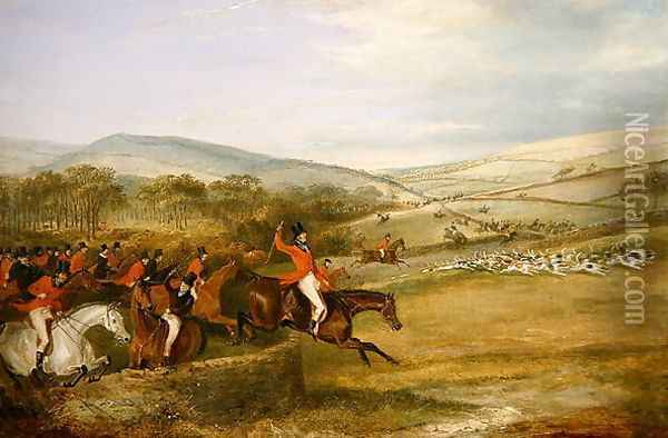 The Berkeley Hunt, Full Cry, 1842 Oil Painting - Francis Calcraft Turner