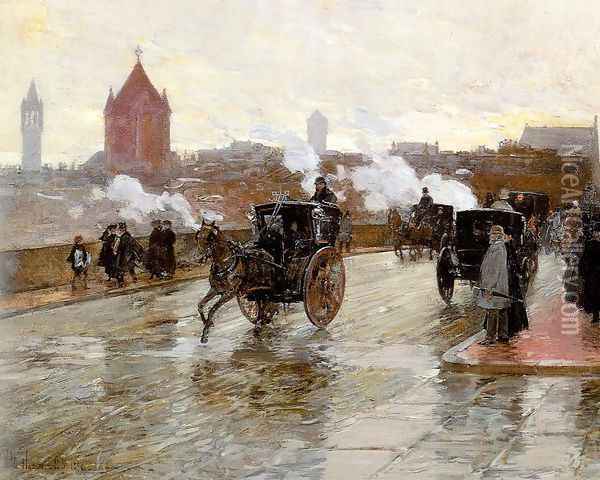 Clearing Sunset (Corner of Berkeley St. and Columbus Ave.) 1890 Oil Painting - Childe Hassam