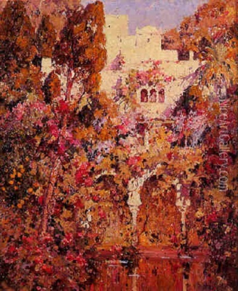 Chateau D'hydra: Le Jardin Des Femmes Oil Painting - Eugene F. A. Deshayes
