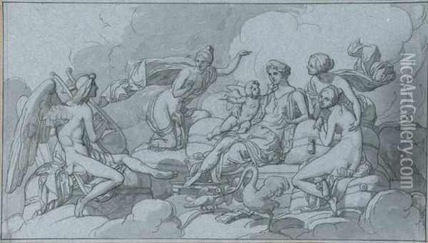 Soggetto Mitologico Con Giunone, Minerva E Apollo Oil Painting - Giovanni Demin