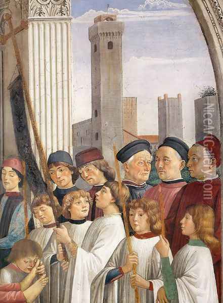 Obsequies of St Fina (detail) 1473-75 Oil Painting - Domenico Ghirlandaio