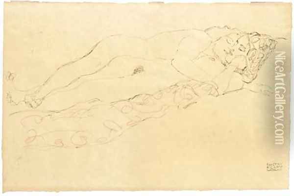 Zwei liegende Frauenakte Oil Painting - Gustav Klimt