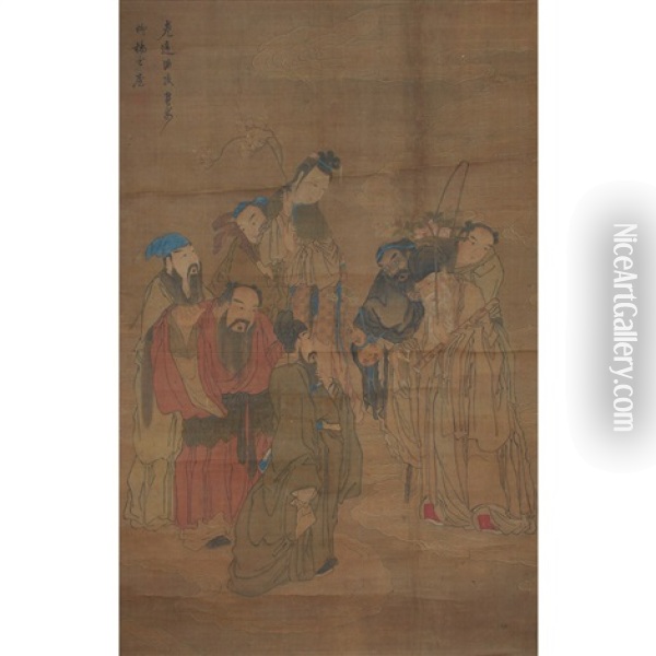 Immortals, Sages And Attendants Oil Painting -  Chen Hongshou