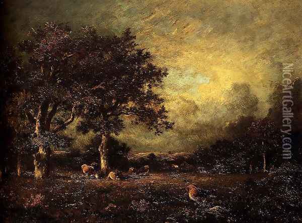 Landscape with Cows Oil Painting - Jules Dupre