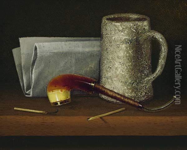 Still Life With Pipe Oil Painting - Thomas H. Hope