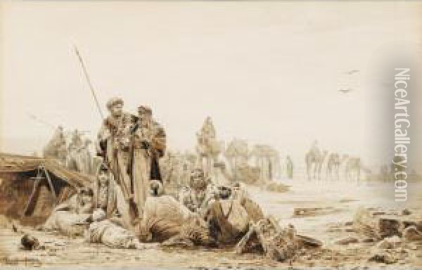 Le Repos De La Caravane Oil Painting - Ludwig Hans Fischer