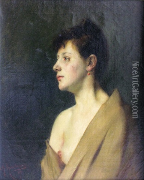 Femme De Profil Oil Painting - Michel Korochansky
