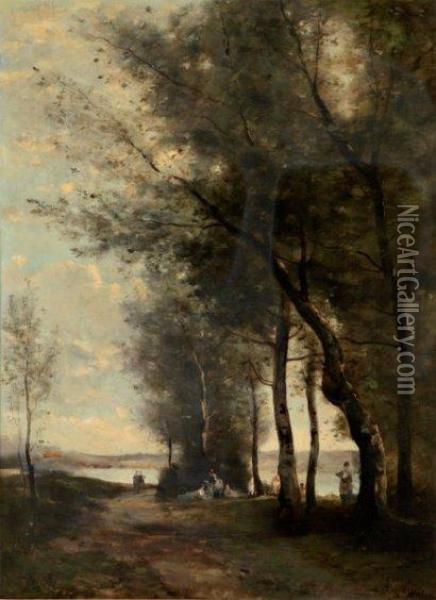 Repos Sous L'arbre Oil Painting - Adolphe De Villers