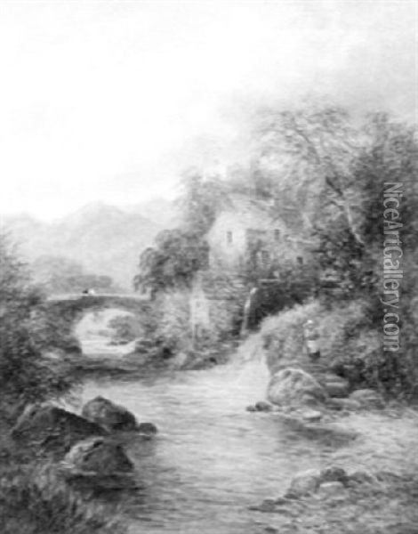 The Water Mill, Bettwsy Coed, N. Wales Oil Painting - George Henry Clements