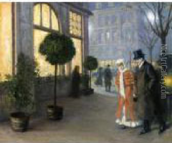 Efter Teatret (after The Theatre) Oil Painting - Paul-Gustave Fischer