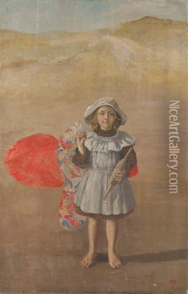 Jeune Fille Dans Les Dunes Oil Painting - Leon Houyoux
