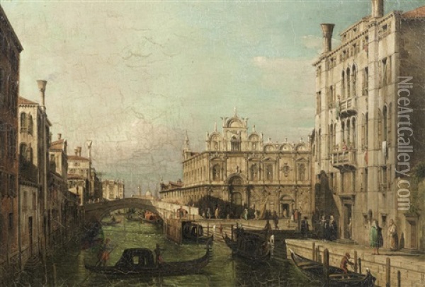 The Scuola Grande Di San Marco And The Campo Santi Giovanni E Paolo, Venice Oil Painting - Francesco Zanin