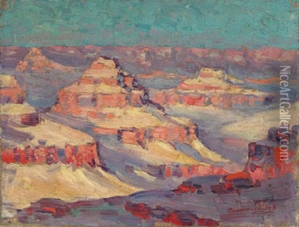 View Of Marble Canyon, Arizona Between The North And South Rim Of The Grand Canyon Oil Painting - Dawson Dawson-Watson