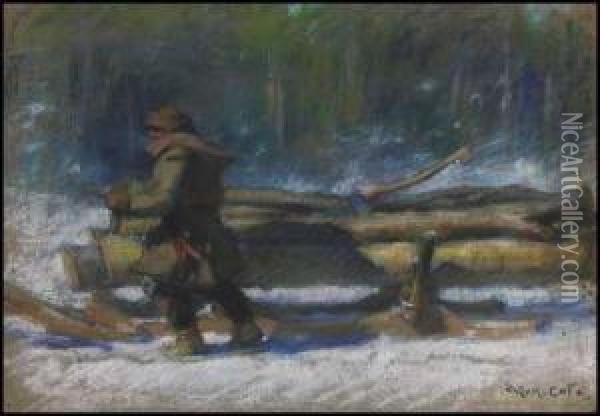 Hauling Logs Oil Painting - Marc-Aurele Foy De Suzor-Cote