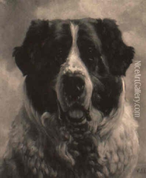 Portrat Af En Sankt Bernhards Hund Oil Painting - Vilhelm Eyvind Tilly
