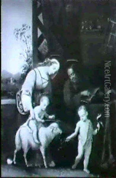 Die Heilige Familie Mit Dem Johannesknaben Oil Painting - Johann Jacob Metzler