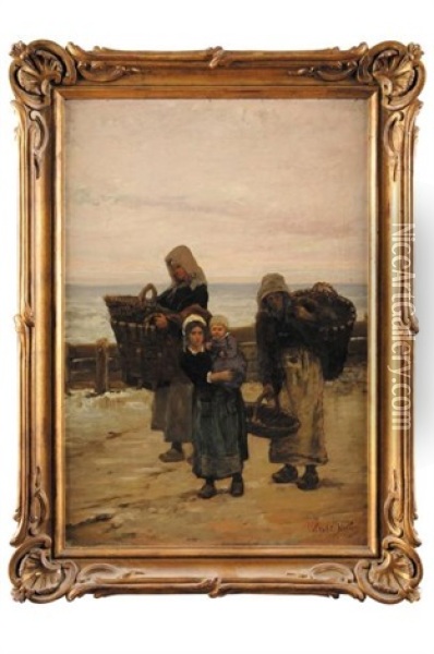 Le Retour Des Pecheuses De Moules Oil Painting - Ulysse Louis Auguste Butin