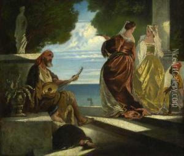 Venezianische Szene. Oil Painting - Anselm Feuerbach