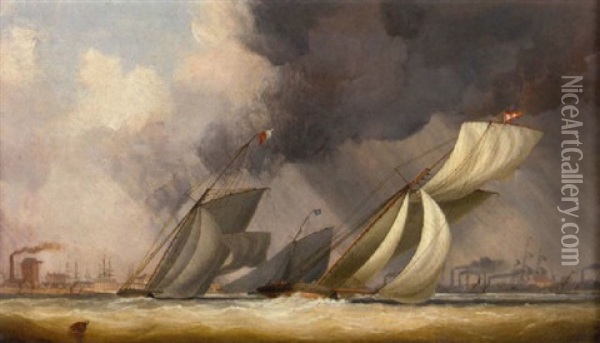 Cutter Yachts Racing At Plymouth Oil Painting - Nicholas Matthew Condy